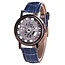 Fako® - Horloge - Open Uurwerk - Zwart - Blauw