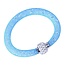 Fako Bijoux® - Armband - Sterrenstof Disco Dots - Blauw/Wit