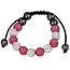 Fako Bijoux® - Armband - Disco Dots - Deluxe - Roze/Wit