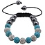 Fako Bijoux® - Armband - Disco Dots - Deluxe - Turquoise/Wit
