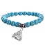 Fako Bijoux® - Armband - Turquoise Kralen - Buddha - 8mm