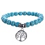 Fako Bijoux® - Armband - Turquoise Kralen - Levensboom - 8mm