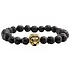 Fako Bijoux® - Buddha Armband - Leeuw - Lavasteen - Goudkleurig