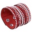 Fako Bijoux® - Armband - Breed - Strass - Rood
