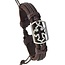 Fako Bijoux® - Armband - Leder - Kruis Open Rechthoek - Bruin
