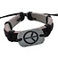 Fako Bijoux® - Armband - Leder - Peace - Zwart