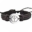 Fako Bijoux® - Armband - Leder - Peace Rond - Bruin