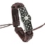 Fako Bijoux® - Armband - Leder - Plate Schild - Bruin