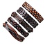 Fako Bijoux® - Armband - Leder - Set Deluxe - 5 Stuks - Bruin