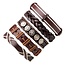 Fako Bijoux® - Armband - Leder - Set Deluxe - 5 Stuks - Bruin/Crème