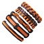 Fako Bijoux® - Armband - Leder - Set Deluxe - 5 Stuks - Bruin/Oranje