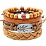 Fako Bijoux® - Armband - Leder - Set Weed - Lichtbruin
