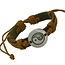 Fako Bijoux® - Armband - Leder - Yin Yang - Lichtbruin