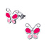 Fako Bijoux® - Kinderoorbellen - 925 Zilver - Vlinder - 7x7mm - Roze