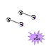 Fako Bijoux® - Barbell Piercing - Kristal - 12mm - Paars - 2 Stuks