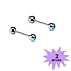 Fako Bijoux® - Barbell Piercing - Kristal - 12mm - Turquoise - 2 Stuks