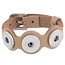 Fako Bijoux® - Armband - Click Buttons - Leder Trio Bal - Beige