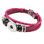 Fako Bijoux® - Armband Voor Click Buttons - Leder Ring - Roze