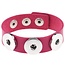 Fako Bijoux® - Armband Voor Click Buttons - Leder Trio Smal - Fuchsia