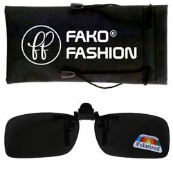 Fako Fashion® - Clip On Voorzet Zonnebril - Polarized - Large - 140x40mm - Zwart