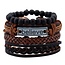 Fako Bijoux® - Armband - Leder - Set Believe - Bruin/Zwart