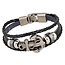 Fako Bijoux® - Armband - Leder Exclusive - Anker - 20cm - Zwart