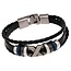 Fako Bijoux® - Armband - Leder Exclusive - X - 20cm - Zwart