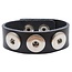 Fako Bijoux® - Armband Voor Click Buttons - Leder Trio - Zwart