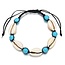 Fako Bijoux® - Armband - Schelpjes - Turquoise - Nylon - Zwart