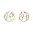 Fako Bijoux® - Oorbellen - Steker - RVS - Stainless Steel - Wereldkaart - Goudkleurig