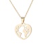 Fako Bijoux® - Ketting - Stainless Steel - Wereldkaart Hart - Goudkleurig