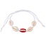 Fako Bijoux® - Armband - Schelpjes - Wit - 1x Rood