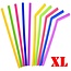 Fako Bijoux® - Siliconen Rietjes XL - 10 Stuks - Recht & Gebogen - 25cm - 11mm - 2 Schoonmaakborstels