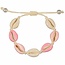 Fako Bijoux® - Schelpjes Armband - Wit - 4x Roze