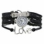 Fako® - Armband Horloge - Multi Infinity Uiltjes Love - Zwart