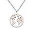 Fako Bijoux® - Ketting - Wereldkaart - Wereldbol - Ø 18mm - Zilverkleurig
