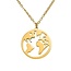 Fako Bijoux® - Ketting - Wereldkaart - Wereldbol - Ø 18mm - Goudkleurig