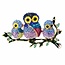 Fako Bijoux® - Broche - Drie Uiltjes Op Een Tak - 73x43mm - Blauw