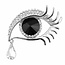 Fako Bijoux® - Broche - Oog Met Traan - Zwart - 48x37mm - Zilverkleurig