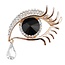 Fako Bijoux® - Broche - Oog Met Traan - Zwart - 48x37mm - Goudkleurig