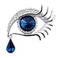 Fako Bijoux® - Broche - Oog Met Traan - Blauw - 48x37mm - Zilverkleurig