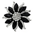 Fako Bijoux® - Broche - Bloem - Ster - Kristal - Zwart - Ø 57mm - Zilverkleurig