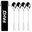 Fako Bijoux® - 4 Lange Lepels - Latte Macchiato - Longdrink - Cocktail - Dessert - IJs - Koffie - Zilver - 4 Stuks - Bewaarzakje