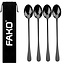 Fako Bijoux® - 4 Lange Lepels - Latte Macchiato - Longdrink - Cocktail - Dessert - IJs - Koffie - Zwart - 4 Stuks - Bewaarzakje