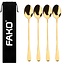 Fako Bijoux® - 4 Lange Lepels - Latte Macchiato - Longdrink - Cocktail - Dessert - IJs - Koffie - Goud - 4 Stuks - Bewaarzakje