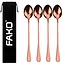 Fako Bijoux® - 4 Lange Lepels - Latte Macchiato - Longdrink - Cocktail - Dessert - IJs - Koffie - Rosé Goud - 4 Stuks - Bewaarzakje