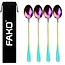 Fako Bijoux® - 4 Lange Lepels - Latte Macchiato - Longdrink - Cocktail - Dessert - IJs - Koffie - Regenboog - 4 Stuks - Bewaarzakje