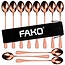 Fako Bijoux® - 12 Lange Lepels - Latte Macchiato - Longdrink - Cocktail - Dessert - IJs - Koffie - Rosé Goud - 12 Stuks - Bewaarzakje