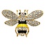 Fako Bijoux® - Broche - Bij - Bee - Kristal - 37x25mm - Geel/Zwart