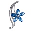 Fako Bijoux® - Broche - Bloem - Ster - Kristal - Blauw - 27x50mm - Zilverkleurig
